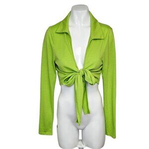 Revolve Superdown Womens Tie Front Riley Top Size Medium Green